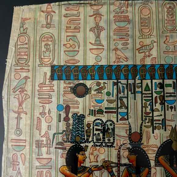 21” W x 7.25” L x 1” Custom Framed Hand Painted Papyrus Egyptian Art from Egypt - Picture 5 of 12
